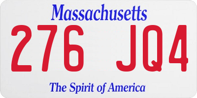 MA license plate 276JQ4
