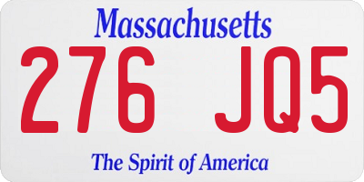 MA license plate 276JQ5