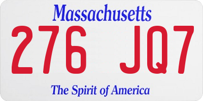 MA license plate 276JQ7