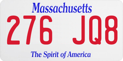 MA license plate 276JQ8