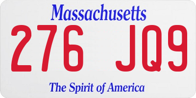 MA license plate 276JQ9