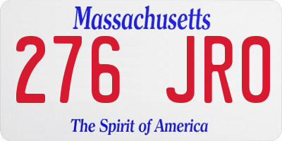 MA license plate 276JR0