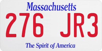 MA license plate 276JR3