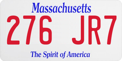 MA license plate 276JR7