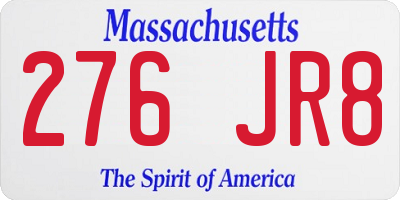 MA license plate 276JR8