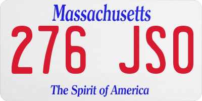MA license plate 276JS0