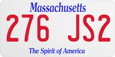 MA license plate 276JS2