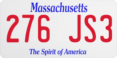 MA license plate 276JS3