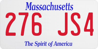 MA license plate 276JS4