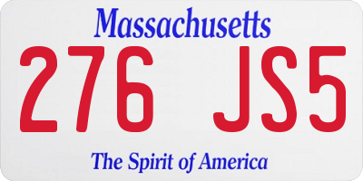 MA license plate 276JS5