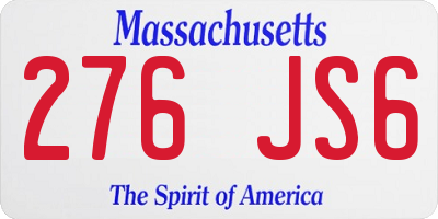 MA license plate 276JS6