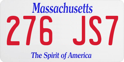 MA license plate 276JS7