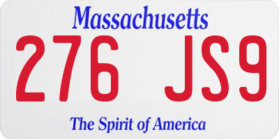 MA license plate 276JS9