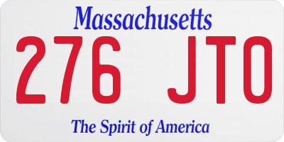 MA license plate 276JT0