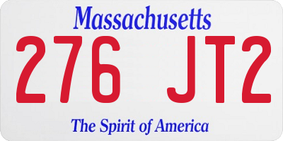 MA license plate 276JT2