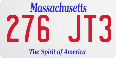 MA license plate 276JT3