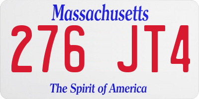 MA license plate 276JT4