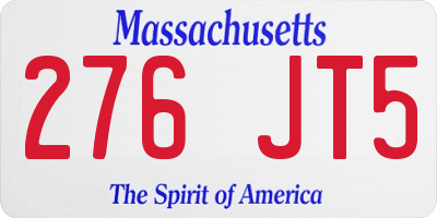 MA license plate 276JT5