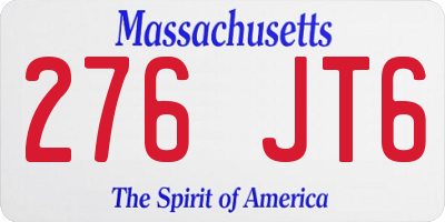 MA license plate 276JT6