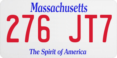 MA license plate 276JT7