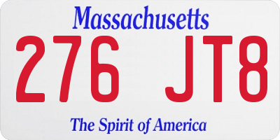 MA license plate 276JT8