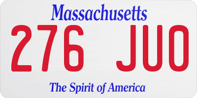 MA license plate 276JU0
