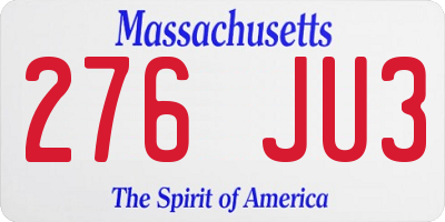 MA license plate 276JU3