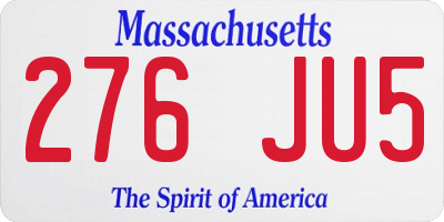 MA license plate 276JU5
