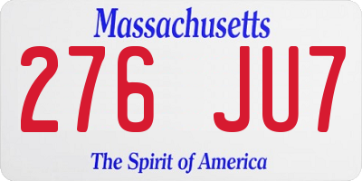 MA license plate 276JU7