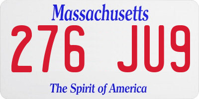 MA license plate 276JU9