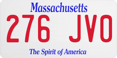 MA license plate 276JV0