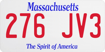 MA license plate 276JV3