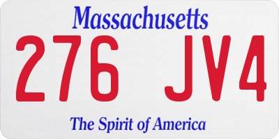 MA license plate 276JV4