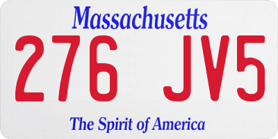 MA license plate 276JV5