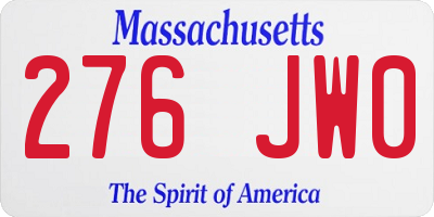 MA license plate 276JW0