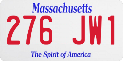 MA license plate 276JW1