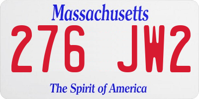 MA license plate 276JW2