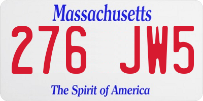 MA license plate 276JW5