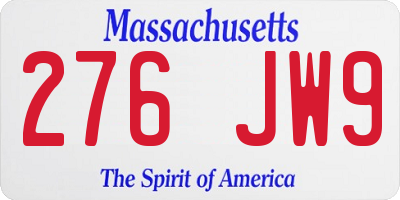 MA license plate 276JW9