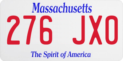 MA license plate 276JX0