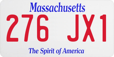 MA license plate 276JX1