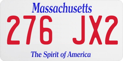 MA license plate 276JX2