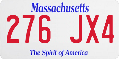 MA license plate 276JX4