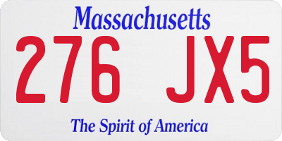 MA license plate 276JX5