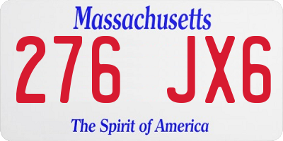 MA license plate 276JX6