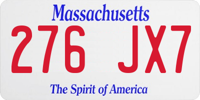 MA license plate 276JX7
