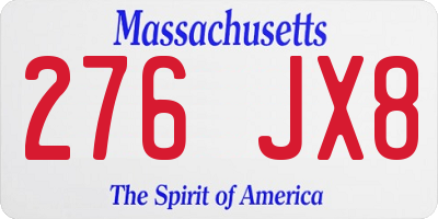 MA license plate 276JX8