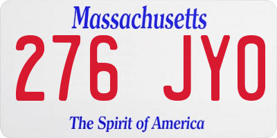 MA license plate 276JY0
