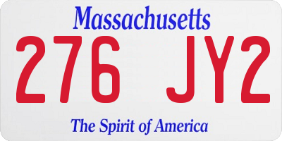 MA license plate 276JY2