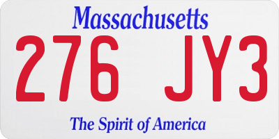 MA license plate 276JY3